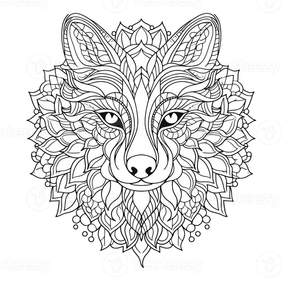 Mandala Wolf Coloring Pages photo