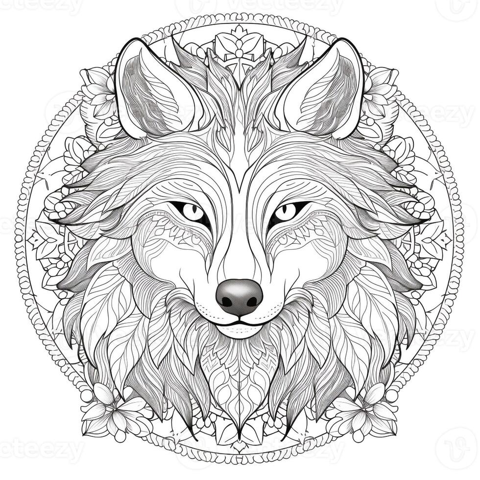 Mandala Wolf Coloring Pages photo