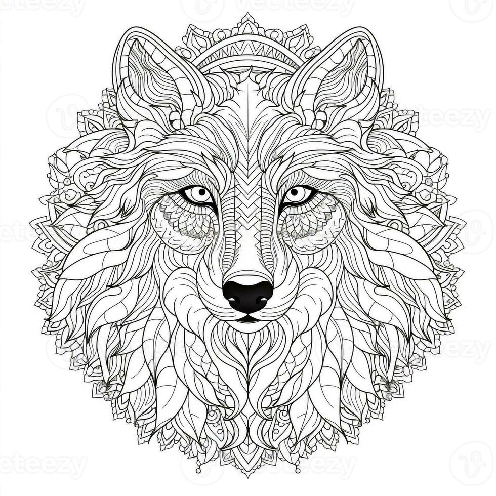 Mandala Wolf Coloring Pages photo