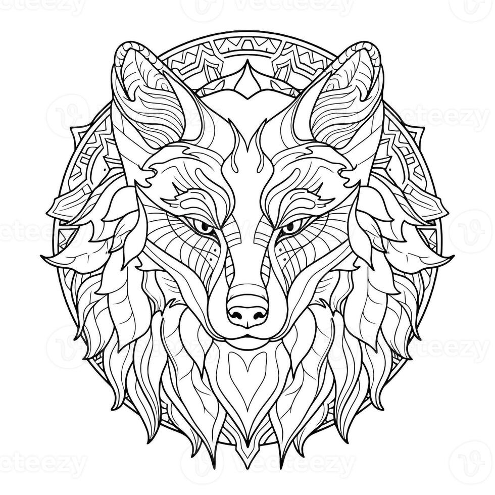 Mandala Wolf Coloring Pages photo