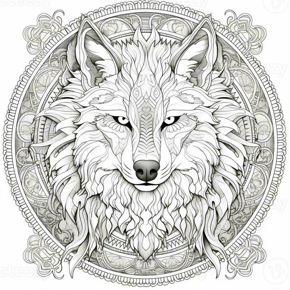 Mandala Wolf Coloring Pages photo