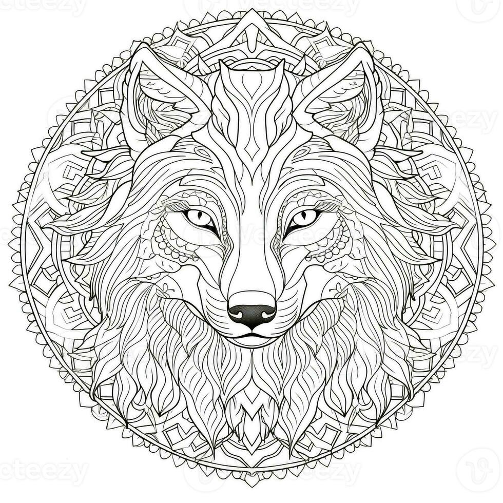 Mandala Wolf Coloring Pages photo