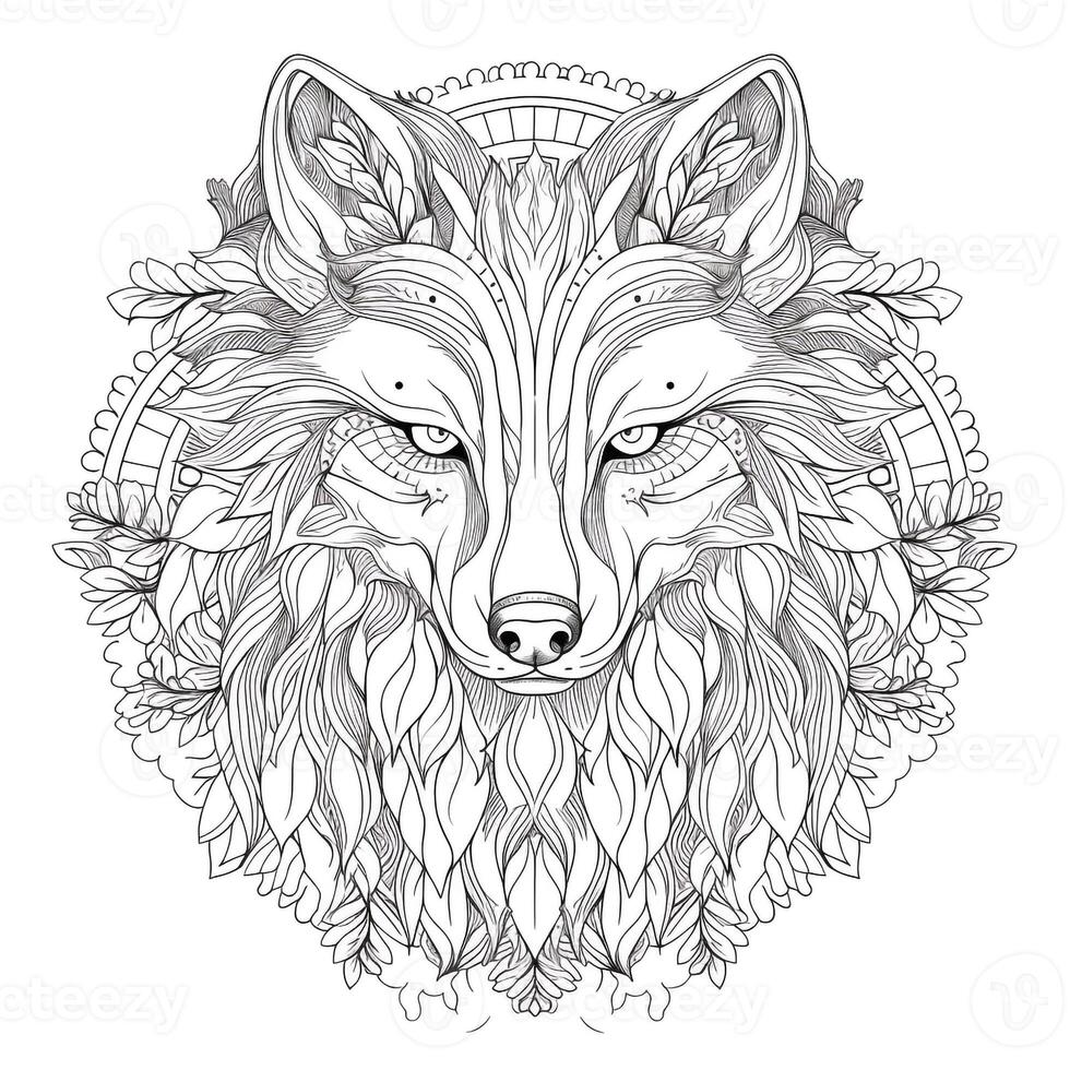 Mandala Wolf Coloring Pages photo