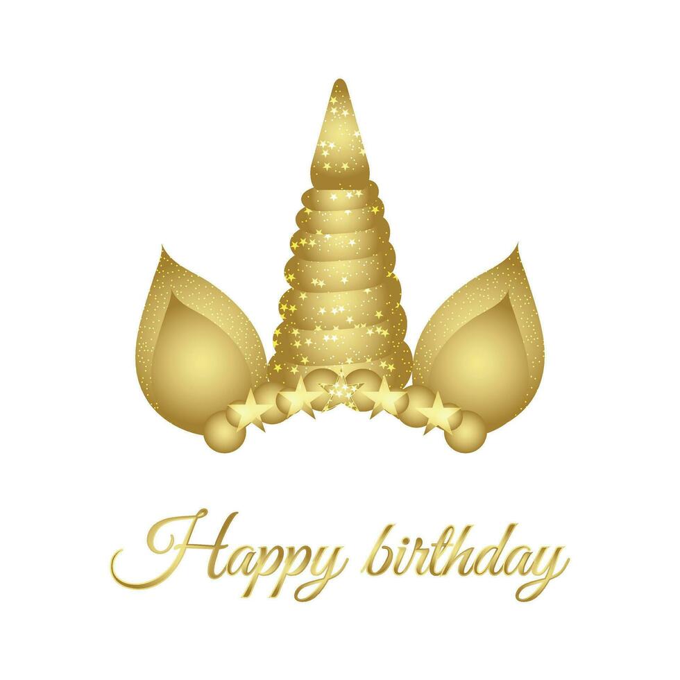 linda dorado unicornio contento cumpleaños ilustración en transparente antecedentes vector