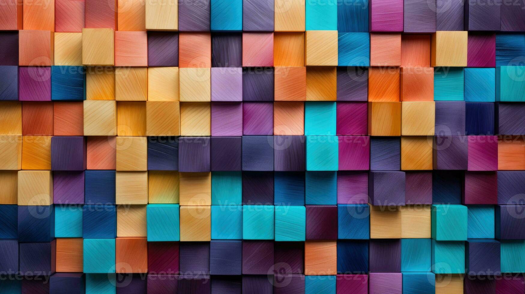 Abstract block stack wooden 3d cubes, colorful wood texture for backdrop photo