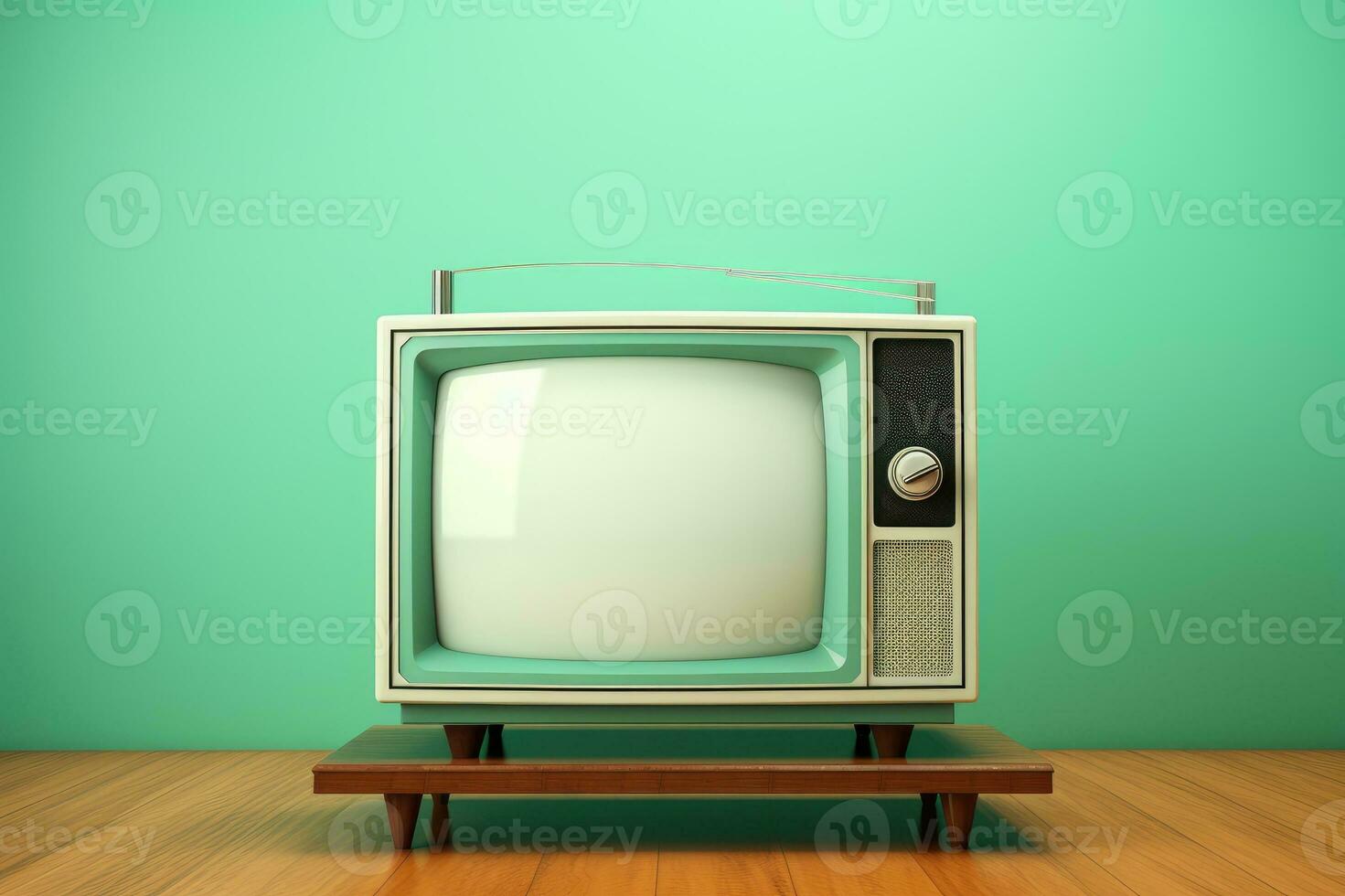 Vintage TV against the wall. Retro style. Generative AI photo