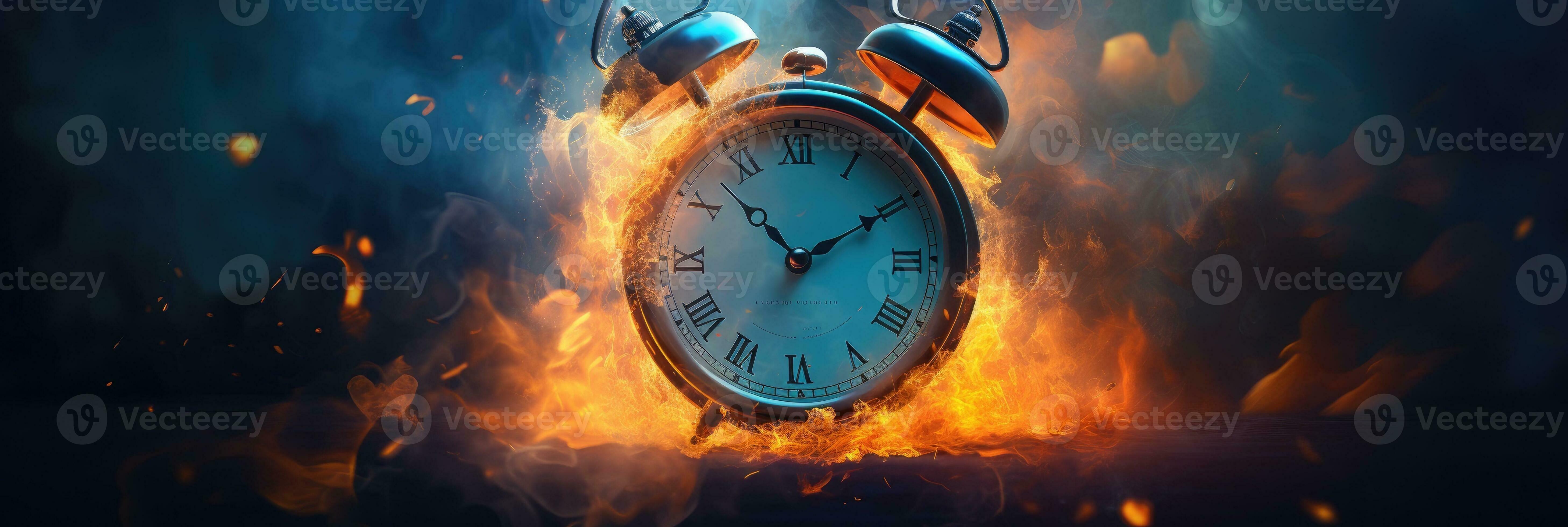 Alarm clock on fire. Generative AI 26787496 Stock Photo at Vecteezy