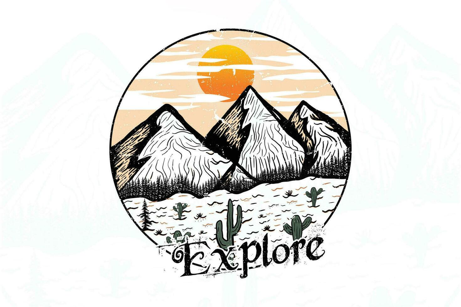 Explore the outdoor hand drawn t shirt print illustration vector