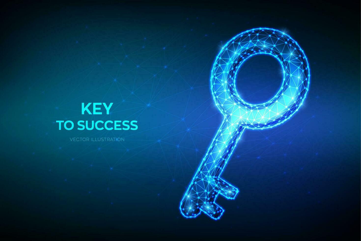 Key. Low poly abstract key sign. Key to success or solution. Turnkey solution and services concept. Goals achievement, opportunities for business development. 3D low polygonal vector illustration.