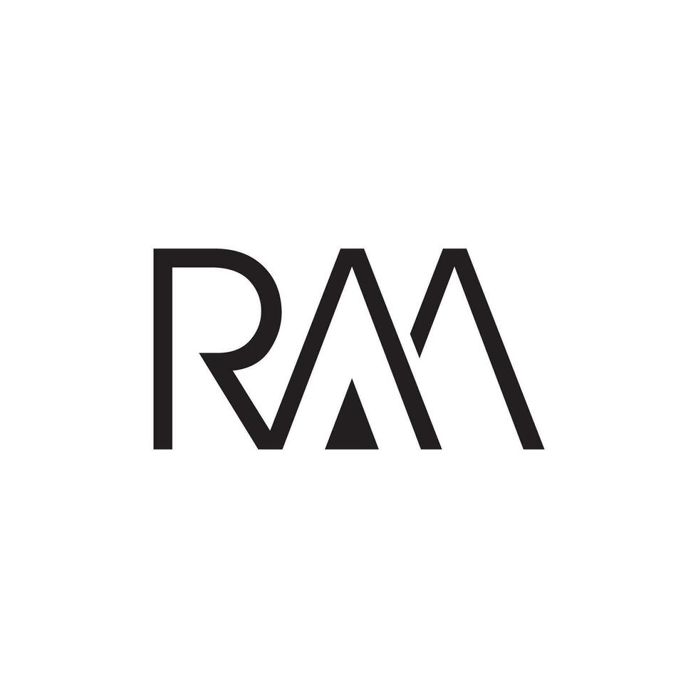 inicial letra RAM r un metro monograma logo. vector