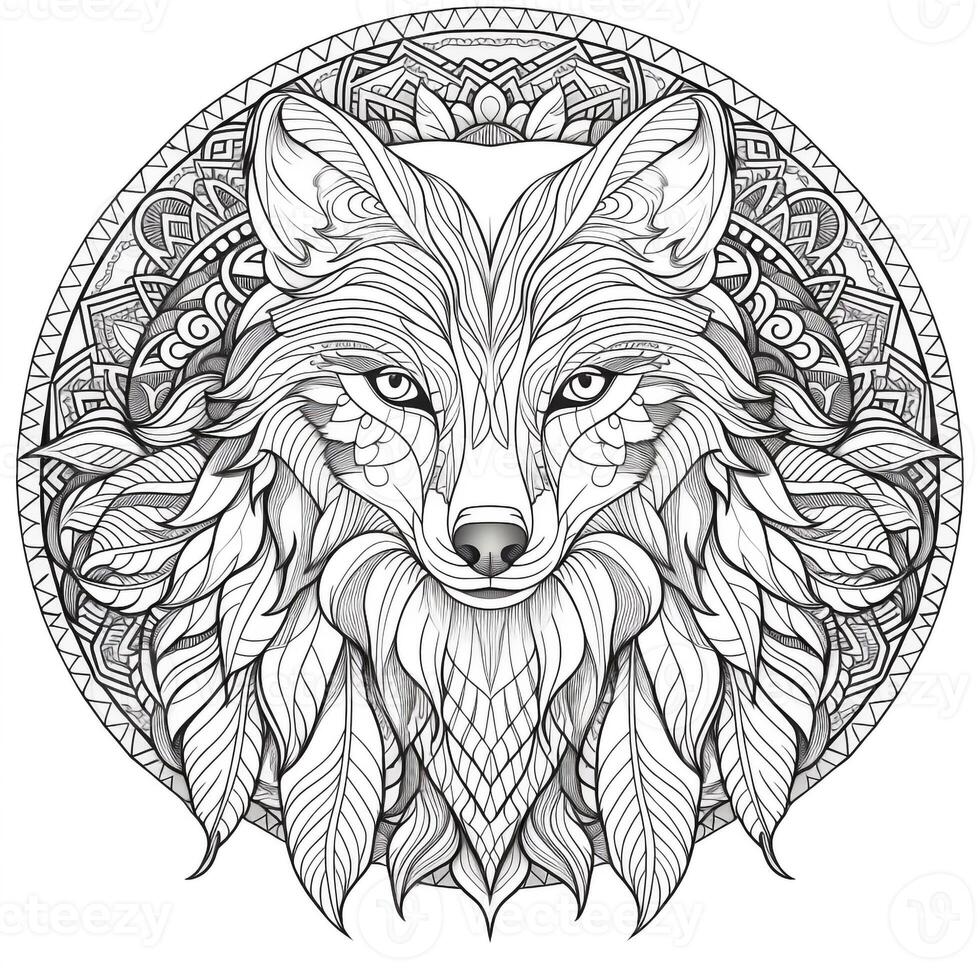 Mandala Wolf Coloring Pages photo