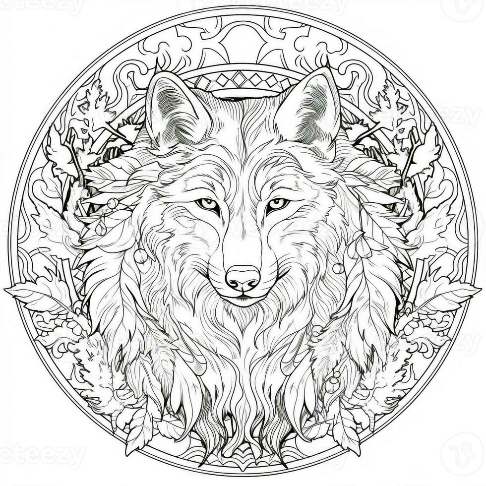 Mandala Wolf Coloring Pages photo