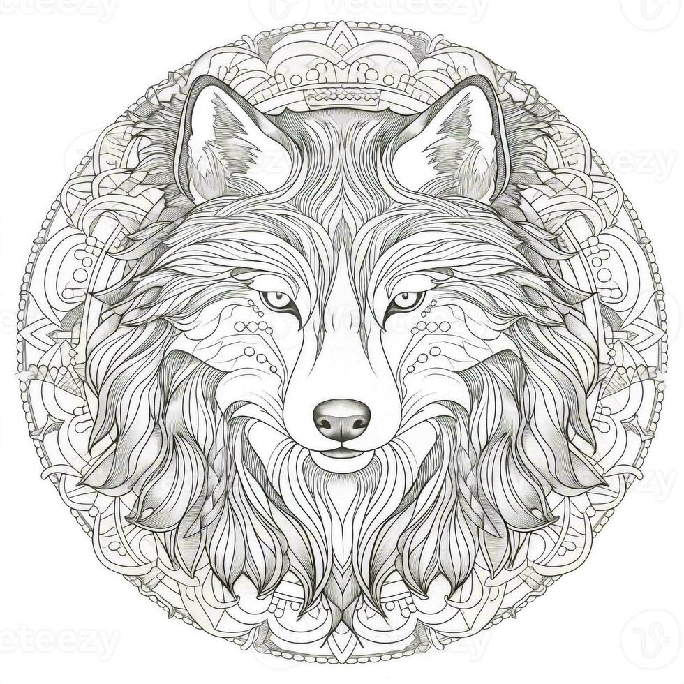 Mandala Wolf Coloring Pages photo