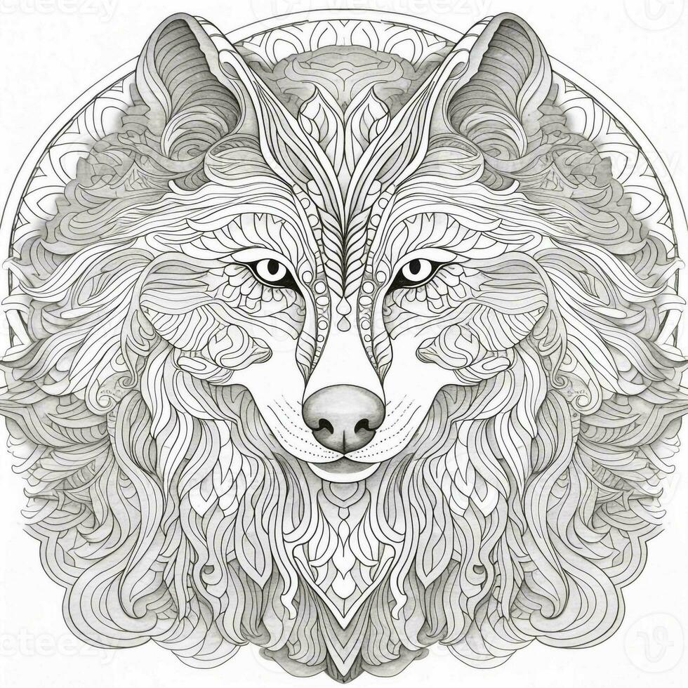 Mandala Wolf Coloring Pages photo