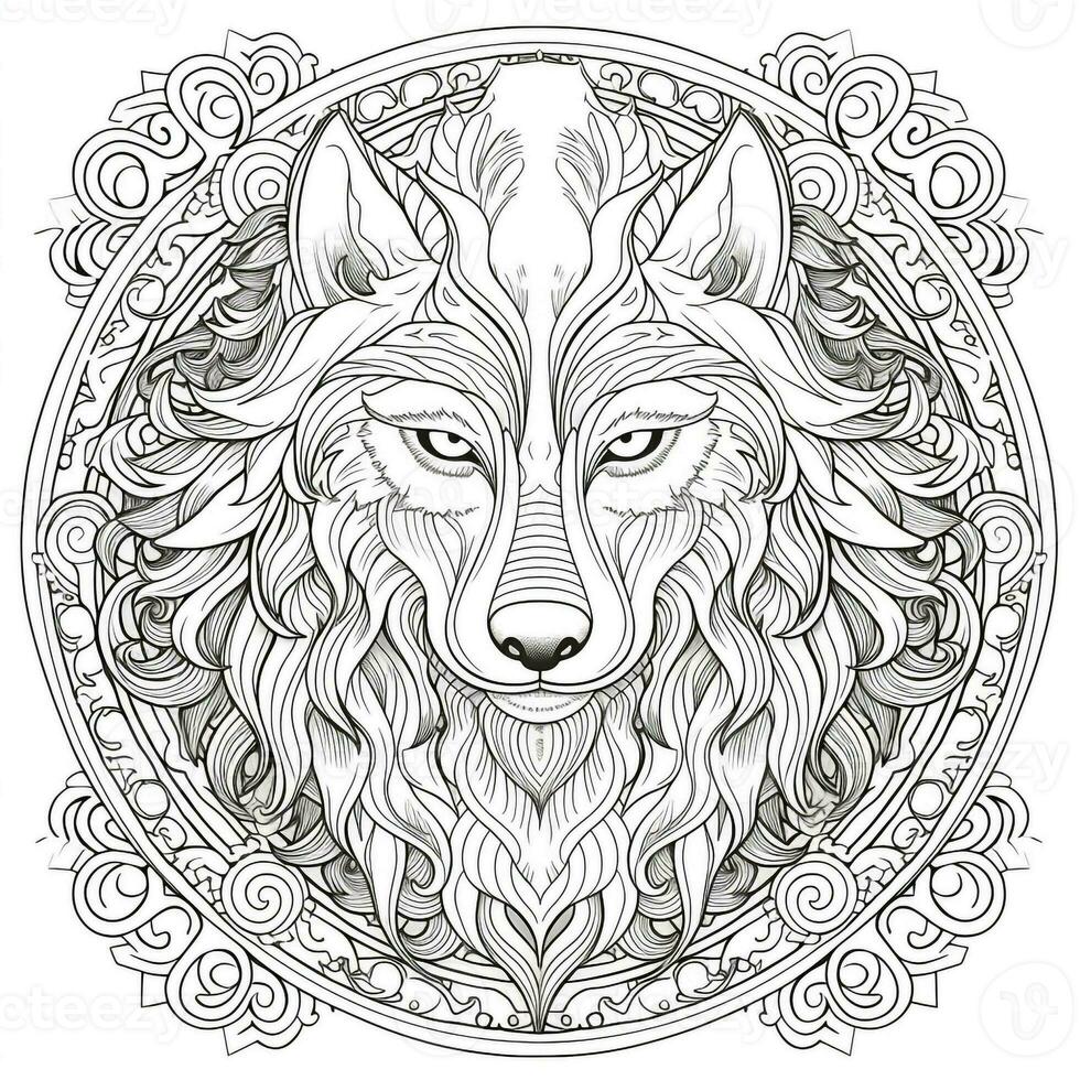 Mandala Wolf Coloring Pages photo