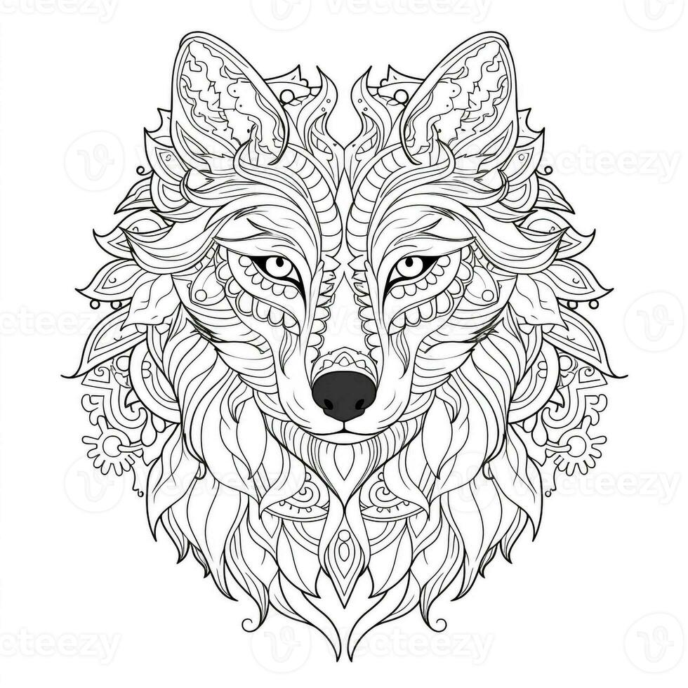 Mandala Wolf Coloring Pages photo