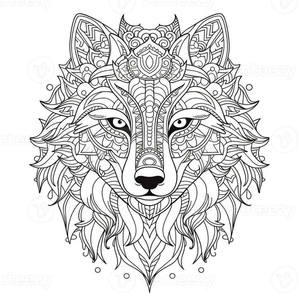 Mandala Wolf Coloring Pages photo