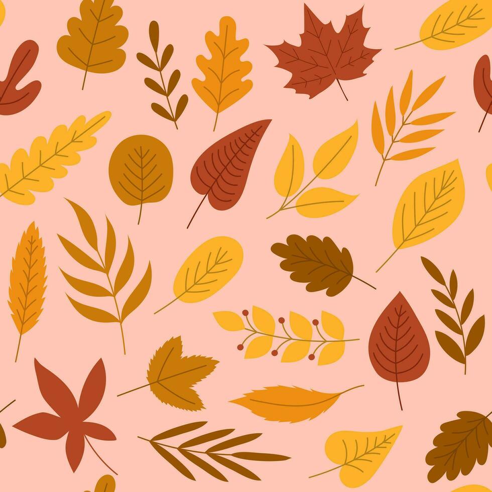 Seamless pattern with autumn leaves. Vector illustrations