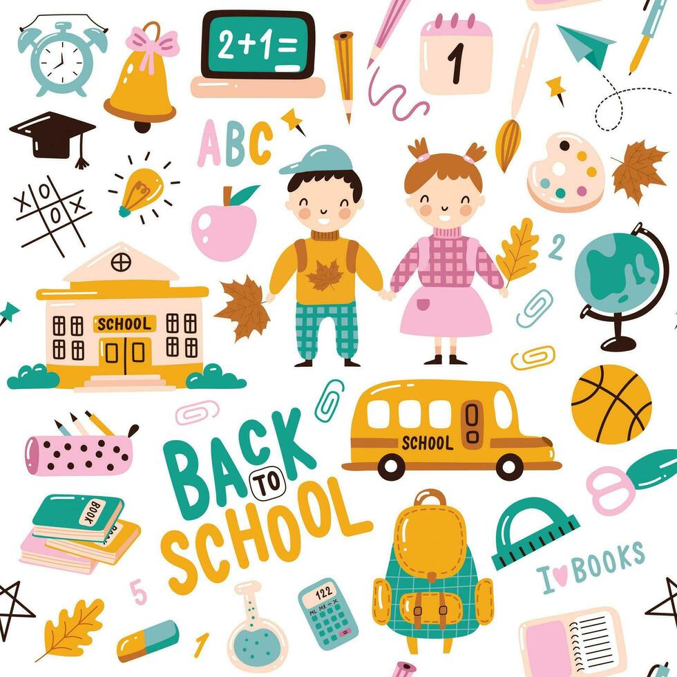 Back to school seamless pattern. Vector illustration.