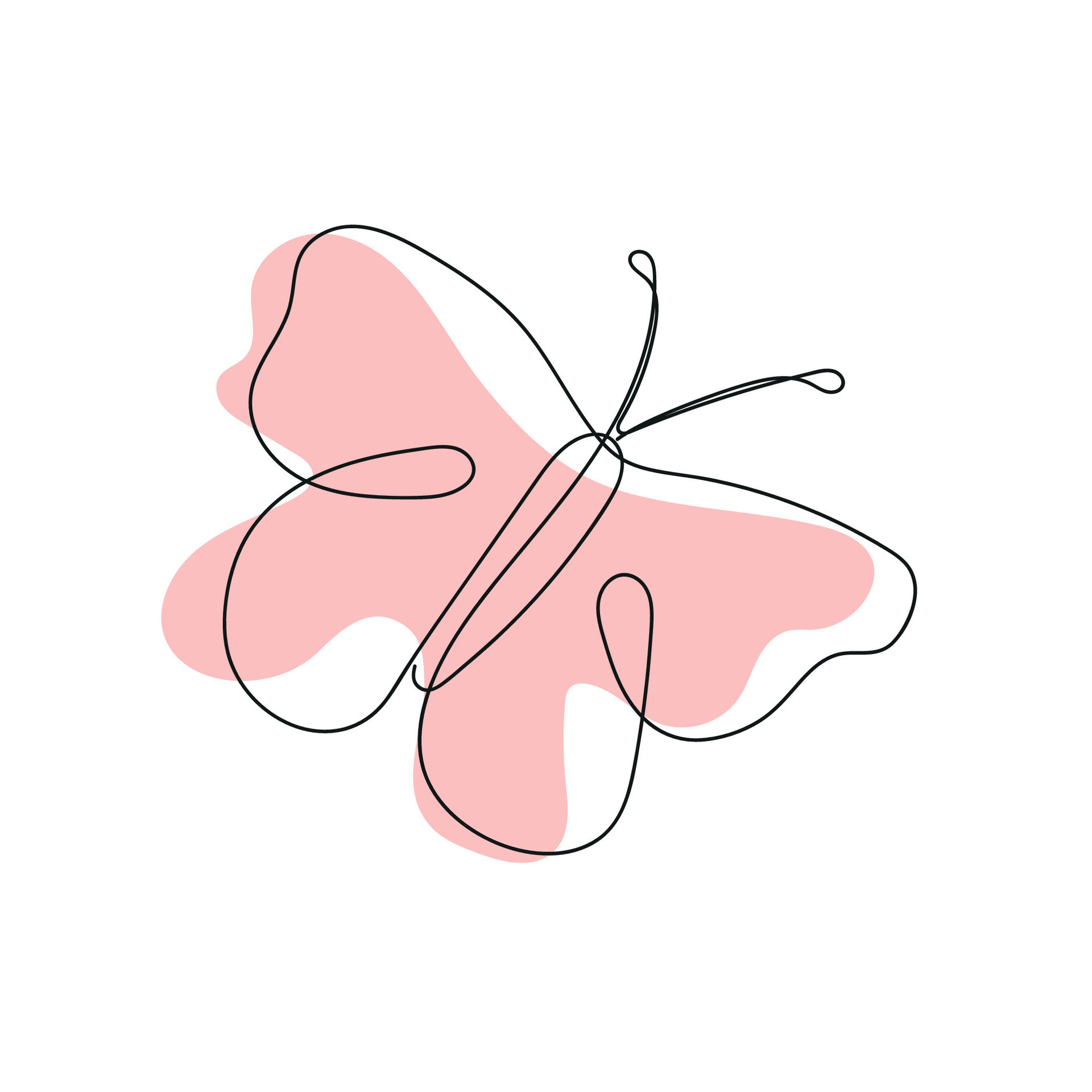 Butterfly drawn with single line with pink color spot. Minimalism. Vector  illustration. 26787668 Vector Art at Vecteezy