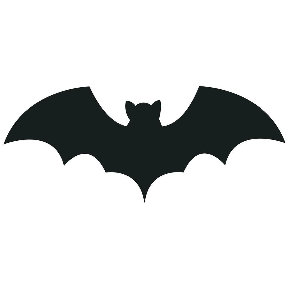 Black cartoon bat silhouette. Halloween element. Isolated on white. vector