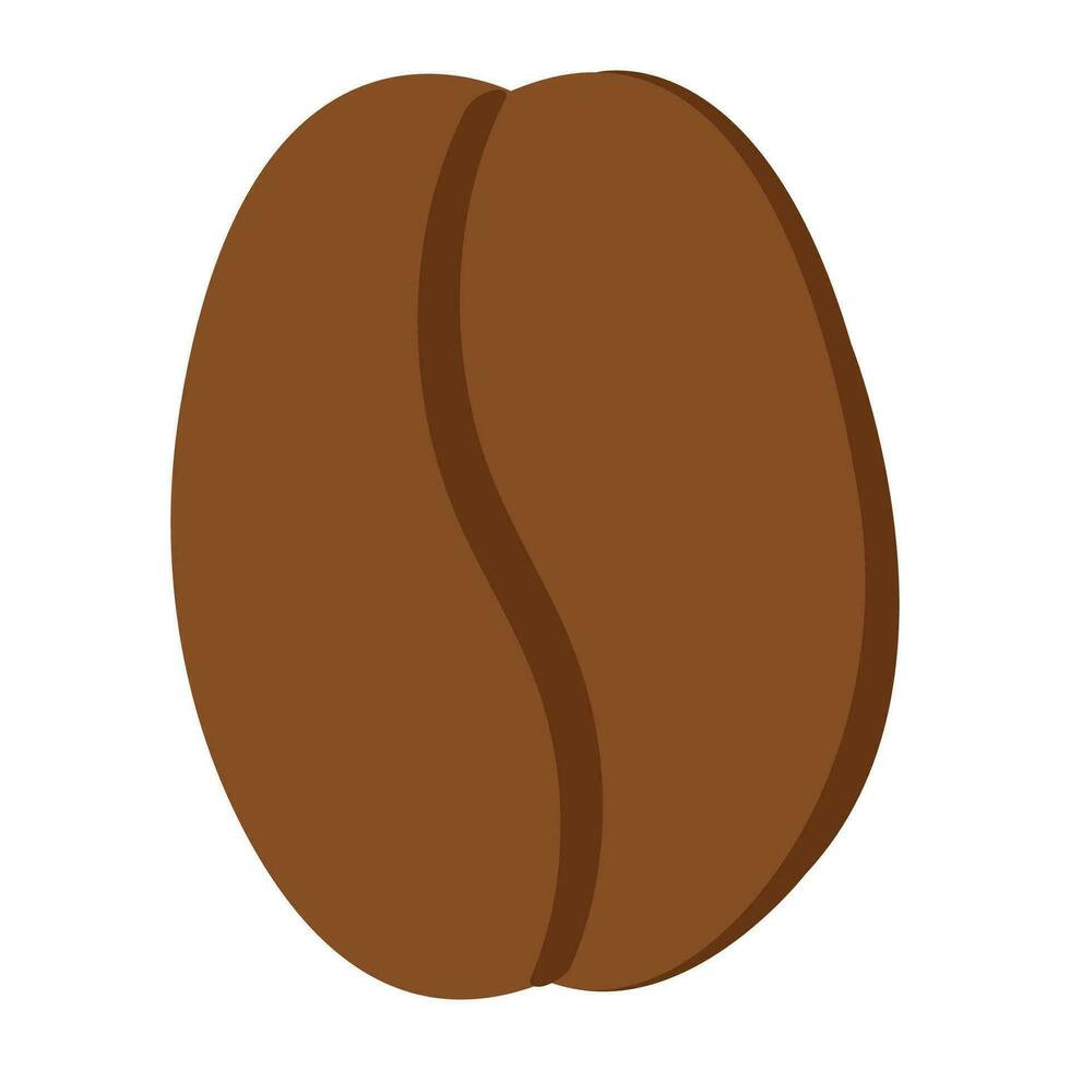 Cute cartoon style coffee bean. Single element. Isolated on whhite. vector