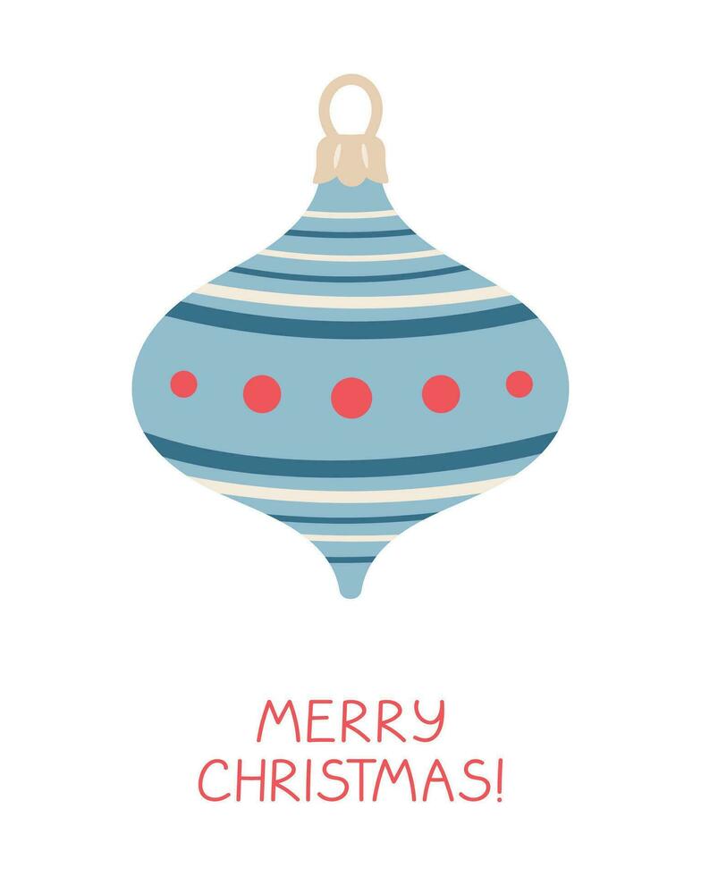 Winter greeting card with christmas tree toy on white background. vector