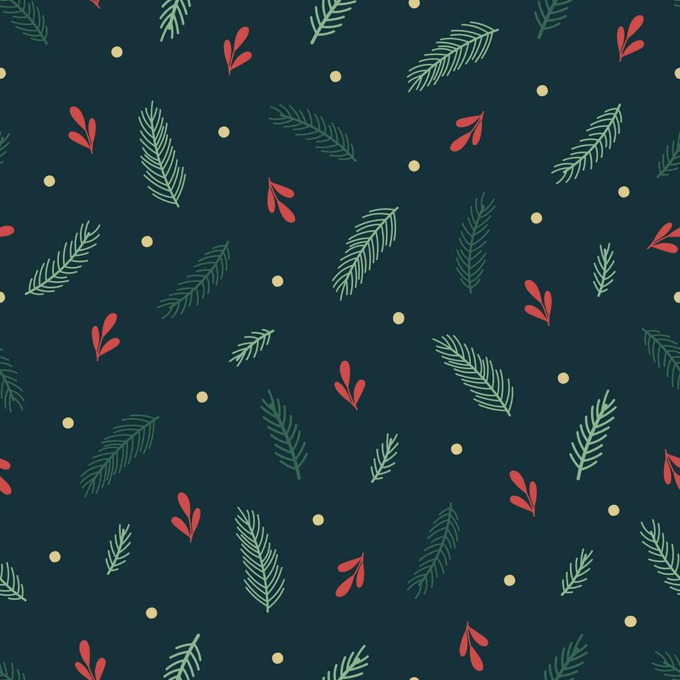 Christmas seamless pattern on dark background. vector