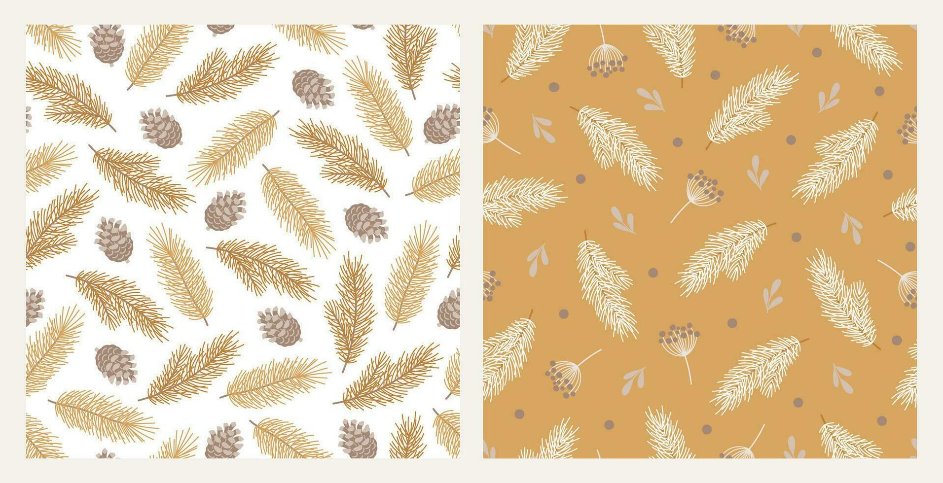 Set of two christmas botanical seamless patterns. vector