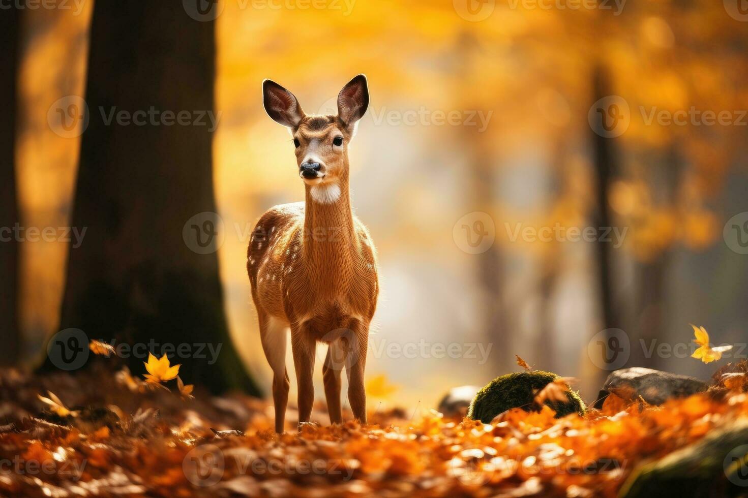 Fallow deer in autumn forest photo