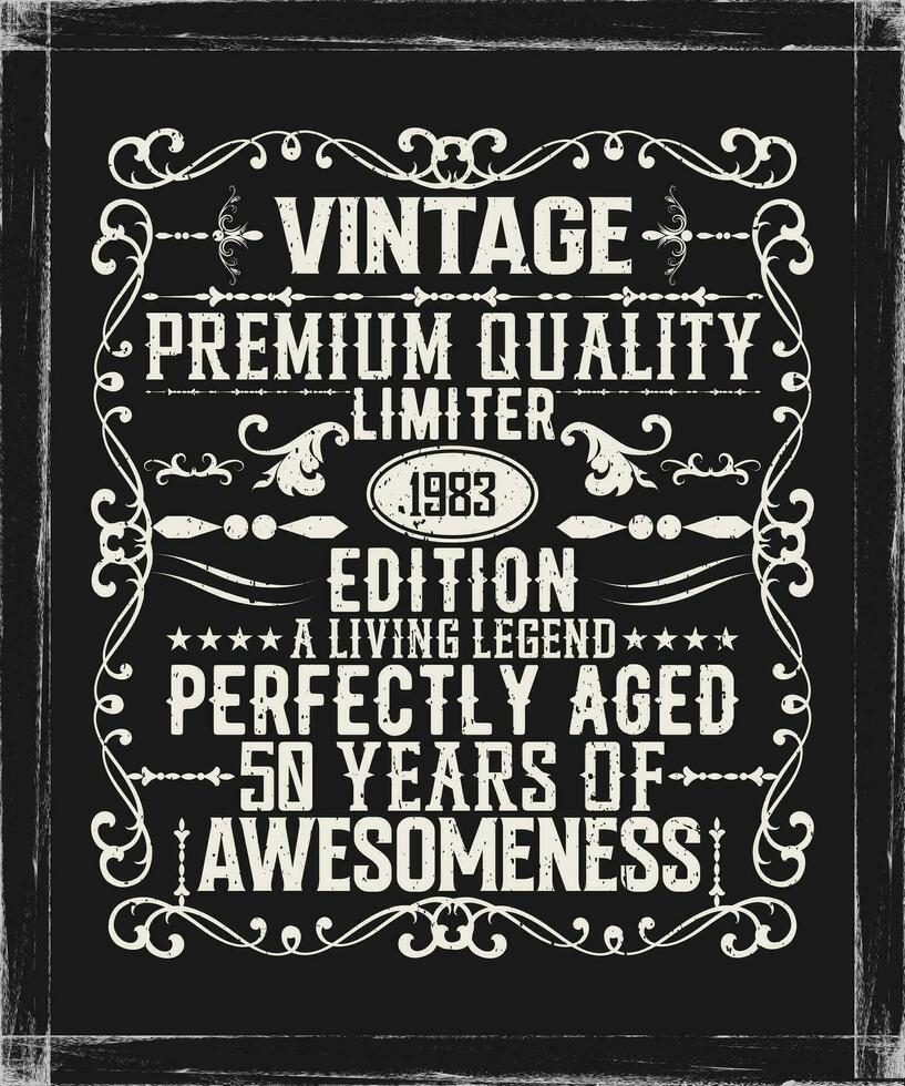 Vintage premium quality 1983 limited edition aged to perfection all original t-shirt design vector