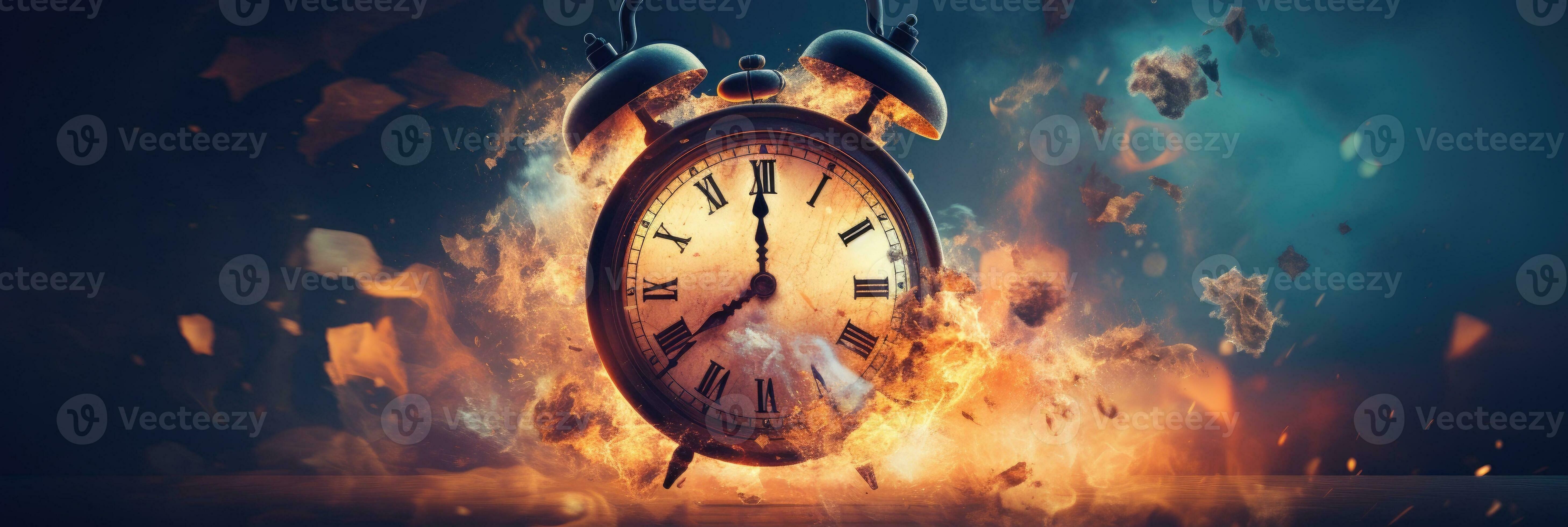 Alarm clock on fire. Generative AI 26787962 Stock Photo at Vecteezy