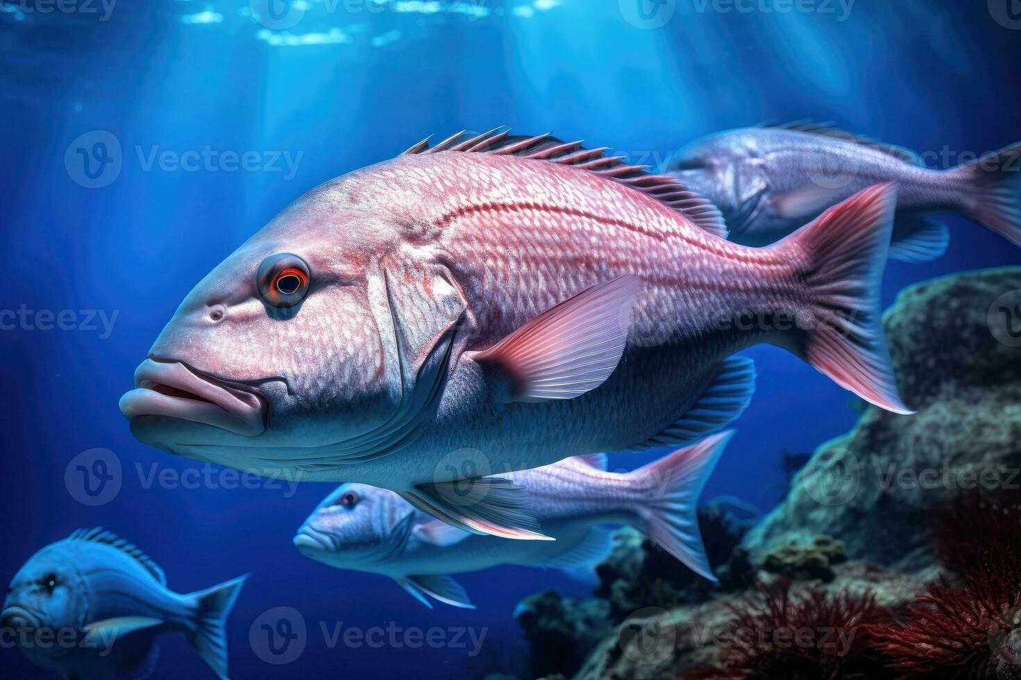 Red snapper in the sea. Generative AI photo