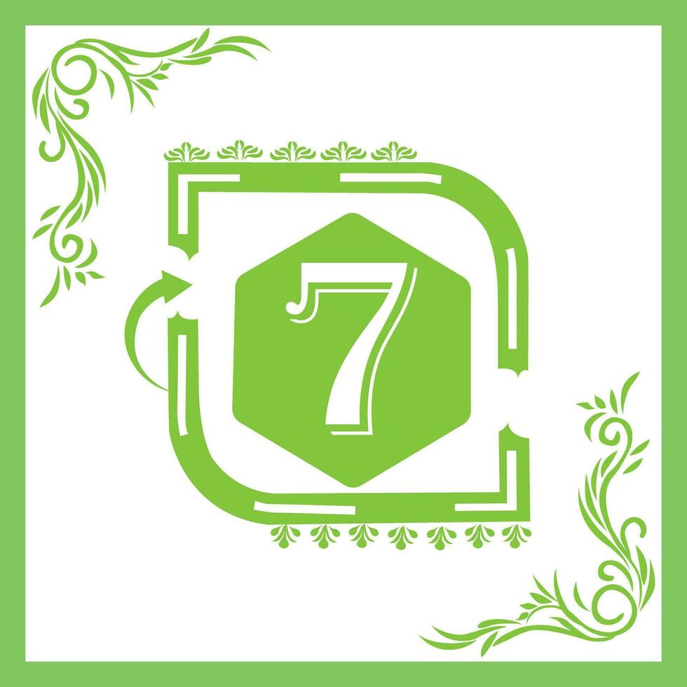 Organic Leaf Design with Number 07 vector