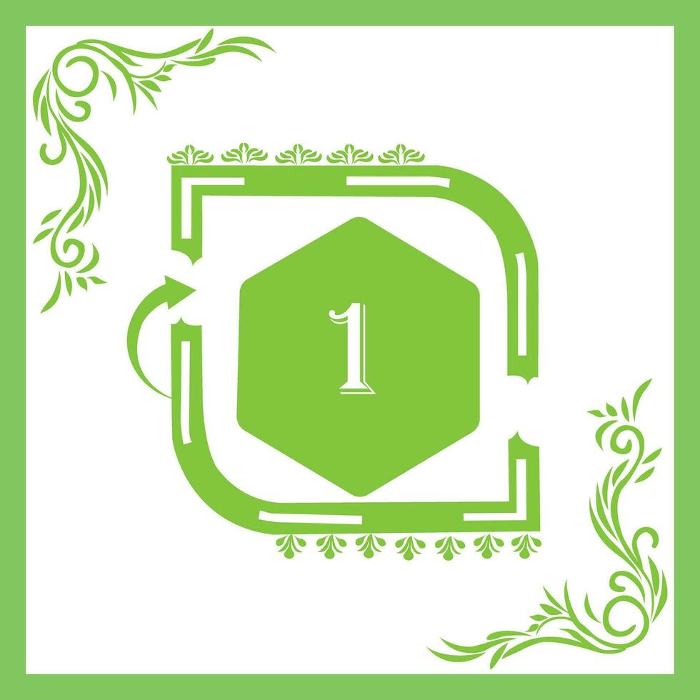 Organic Leaf Design with Number 01 vector