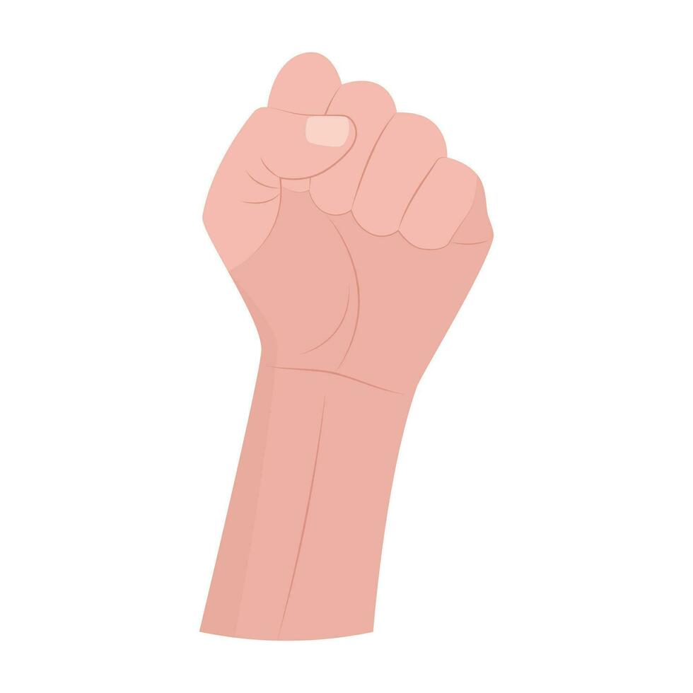 Clenched fist gesture. Sign of strength or threat. Language of the body. Vector illustration.