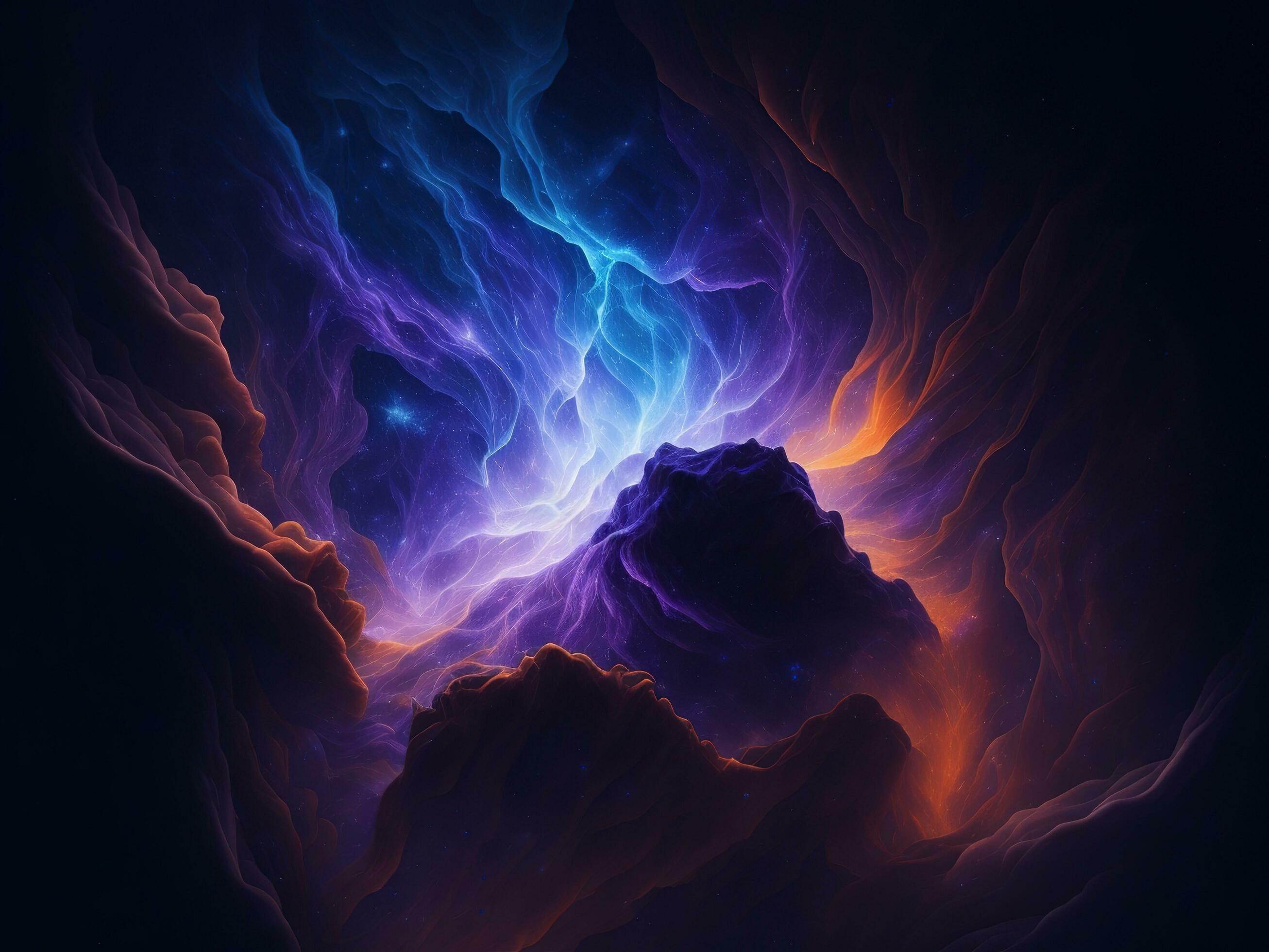 Abstract background that mimics the texture of a nebula in space. AI