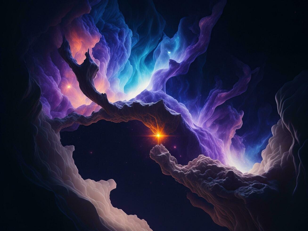 Abstract background that mimics the texture of a nebula in space. AI genareted photo