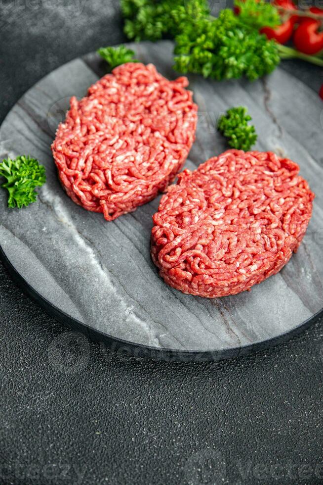 meat cutlet raw ground meat fresh beef, pork, chicken meal food snack on the table copy space food background rustic top view photo