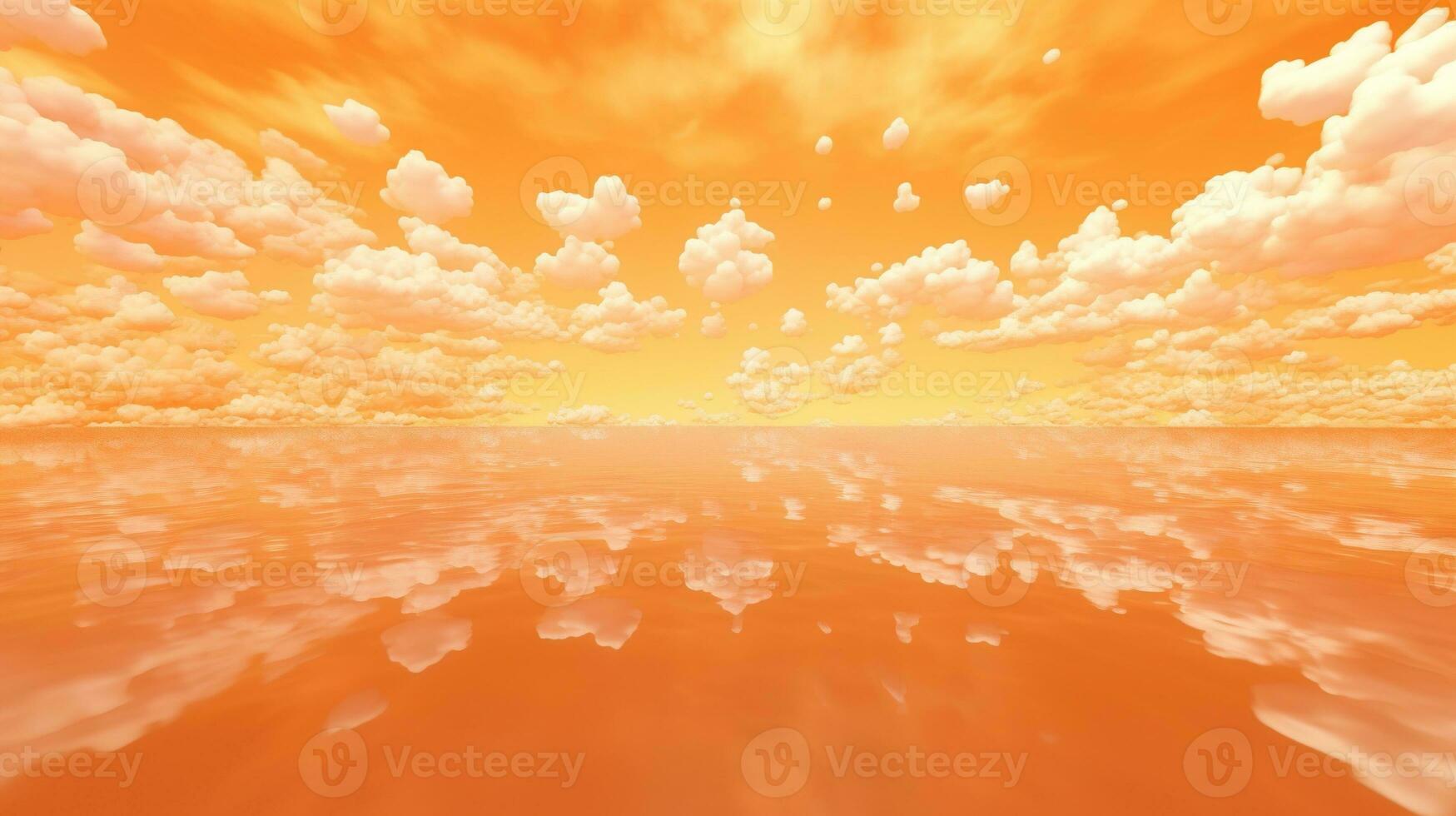 Generative AI, Light orange, apricot color fantastic 3d clouds on the floor, sky and landscape. Gentle colors and with bright lights. photo