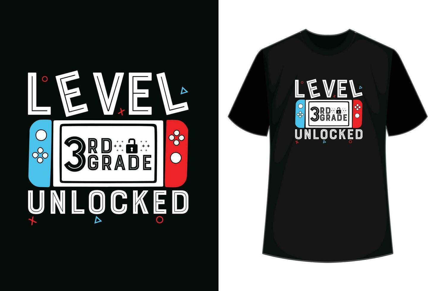 Hello 3rd Grade Level Unlocked Video Game Back to School Boy T-Shirt vector