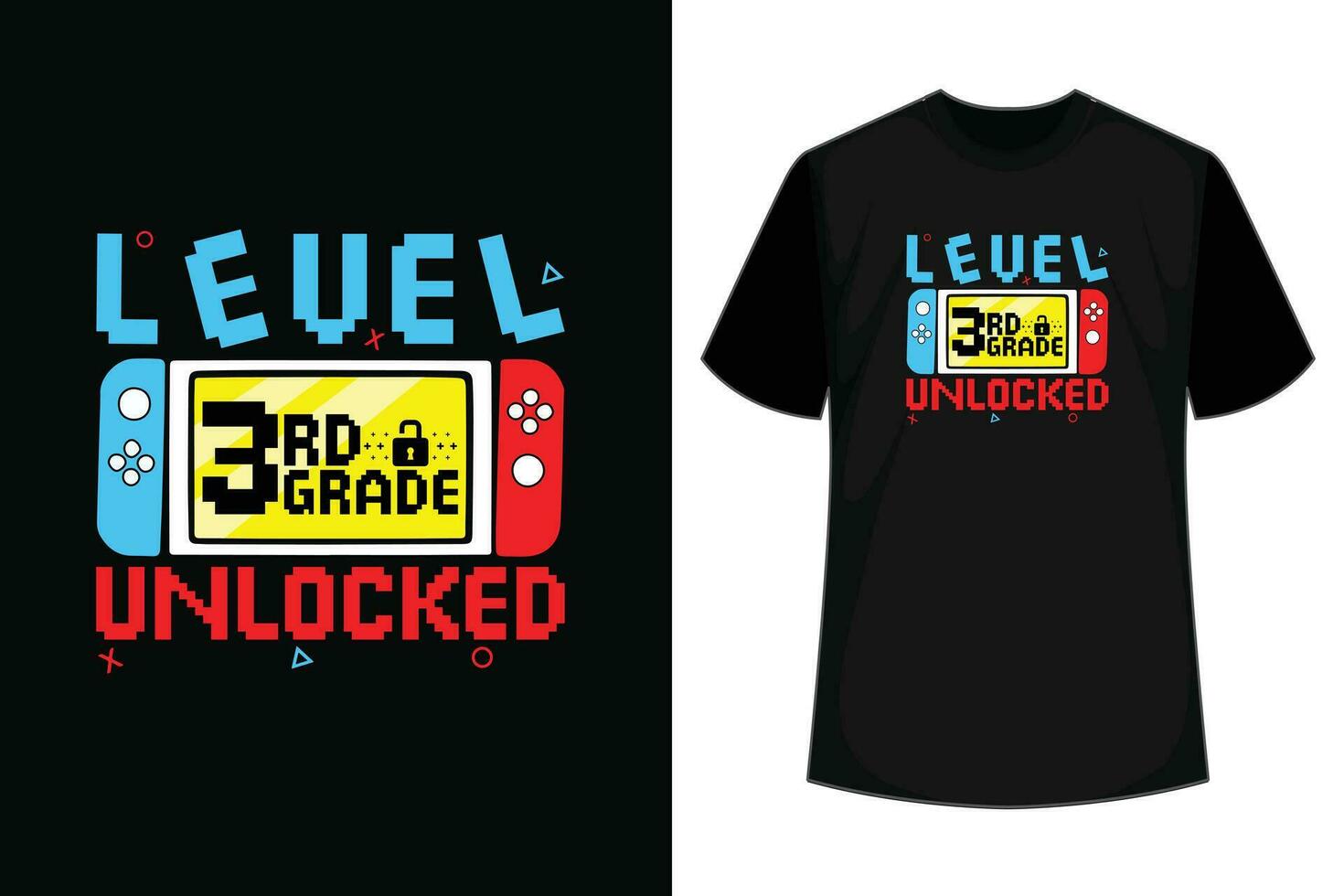 3rd Grade Level Unlocked Game On 3rd Grade Back To School T-Shirt vector