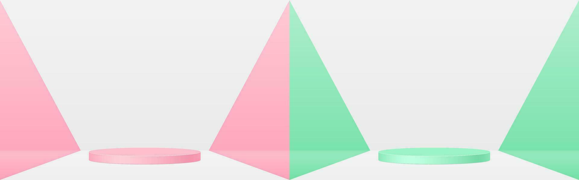 Pink and Green 3d podium pastel. Vector illustration. Eps10