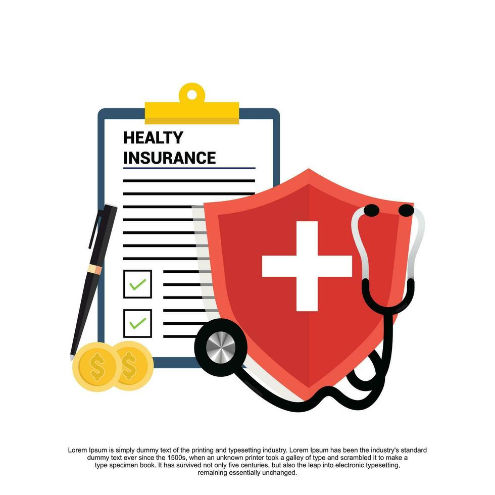 medical icons concept of health insurance family health care access to health welfare vector