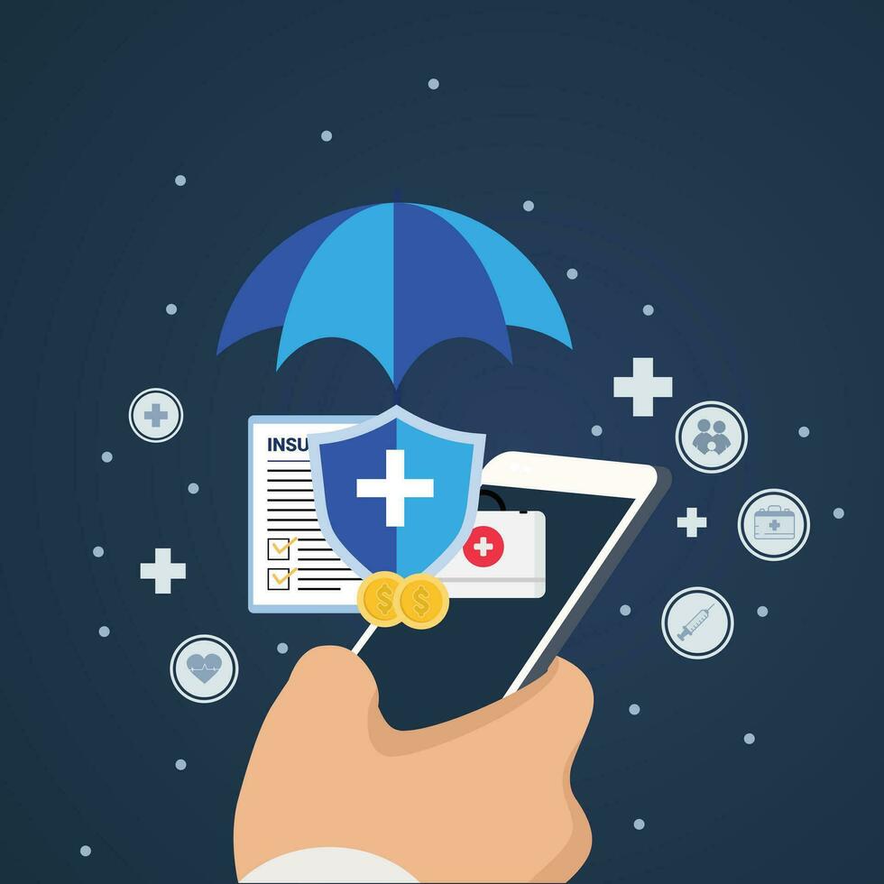 medical icons concept of health insurance family health care access to health welfare vector
