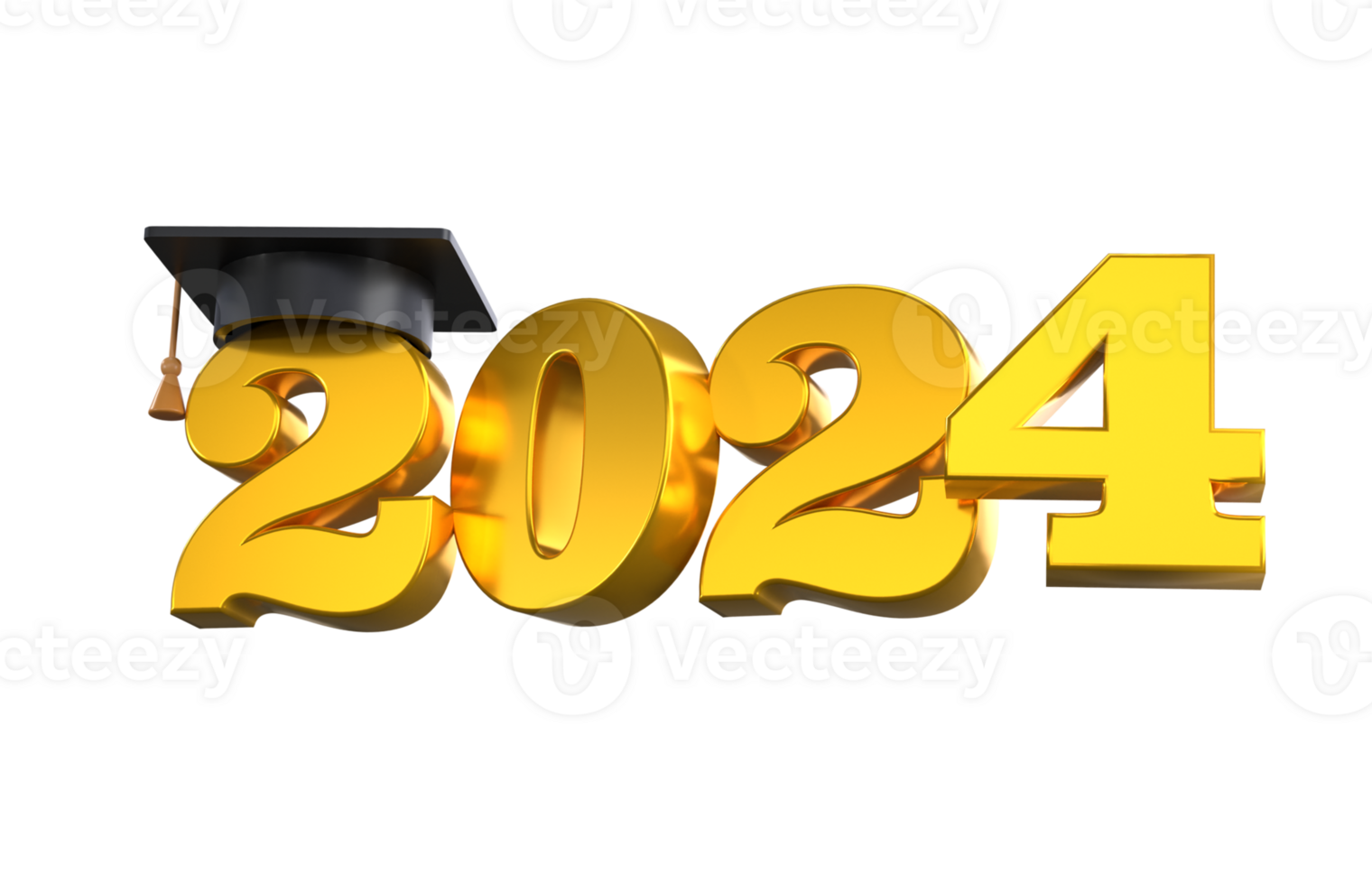 Class of 2024 3d icon. Congratulation graduates design with cap and
