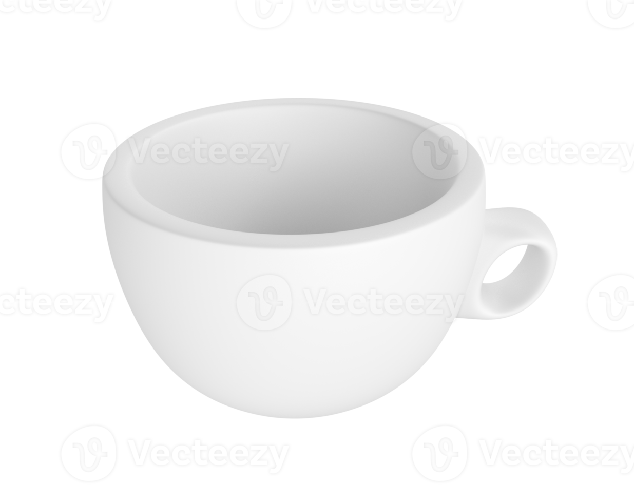 3d photo realistic white cup icon mockup rendering. Design for MockUp ceramic clean white mug with a matte effect isolated transparent pgn png