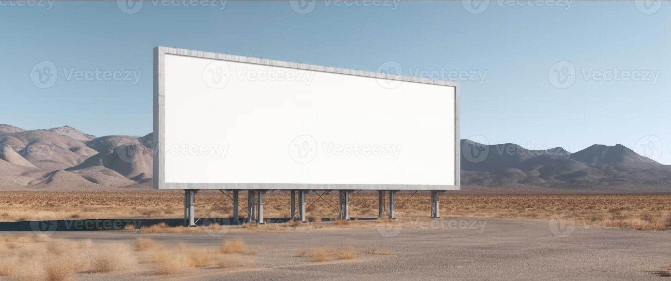 , Realistic street big billboard mock up blank for presentation advertising. Outdoor sign blank in the futuristic city, business concept. photo