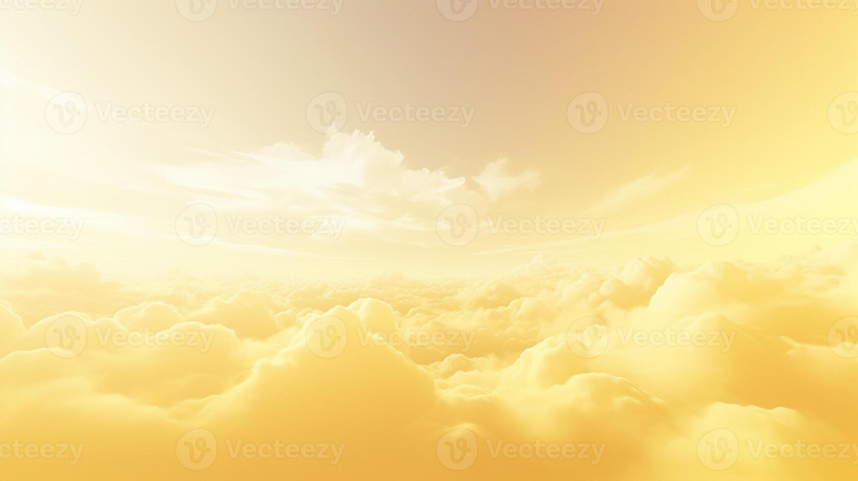 , Light yellow fantastic 3d clouds on the floor, sky and landscape. Gentle colors and with bright lights. photo