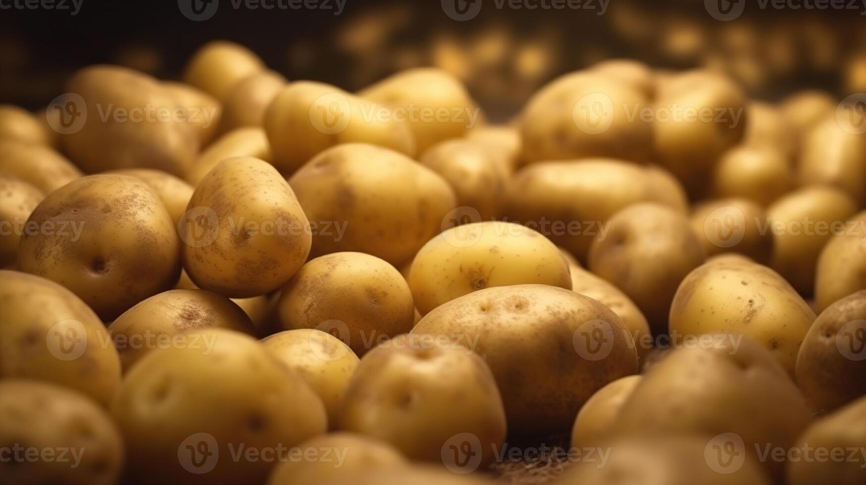 Generative AI, Close up Fresh Organic Whole Potato background. Farmers Market vegetable photo